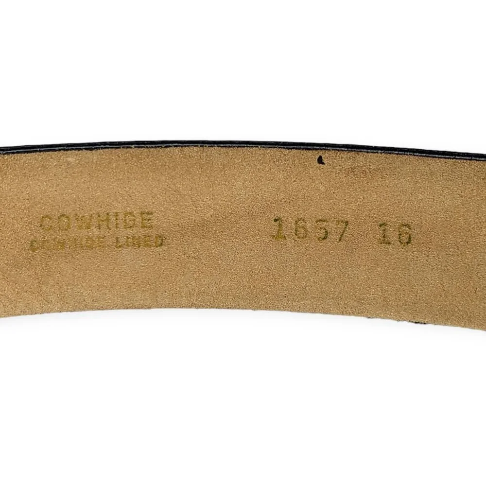 Pierre Cardin Black Leather Belt with Brass Buckle Size 40